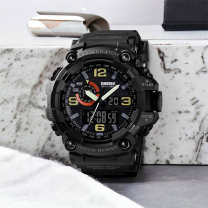 Часы наручные мужские SKMEI 1520BK BLACK, армейские часы противоударные. Цвет: черный