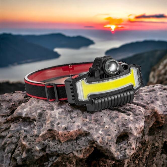 Налобный фонарик Bailong BL-W685-LTS+COB+RGB, 5 режимов, водостойкий, ударостойкий, USB кабель Type-c