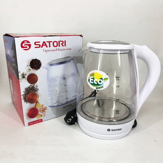 Электрочайник Satori SGK-4105-WT 1.8 л 1500 Вт, стильный электрический чайник, чайники с подсветкой