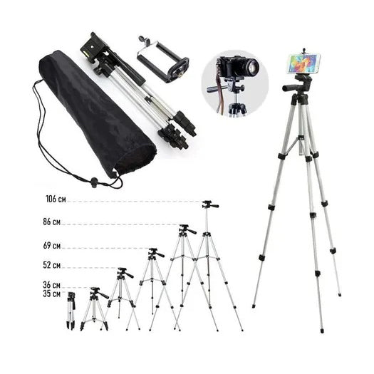 Штатив для телефона и фотоаппарата Tripod 3110 PRO портативный трипод 0,35-1.02м высота. Цвет: серебряный
