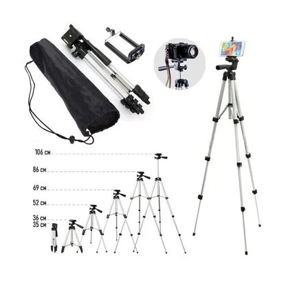 Штатив для телефона и фотоаппарата Tripod 3110 PRO портативный трипод 0,35-1.02м высота. Цвет: серебряный