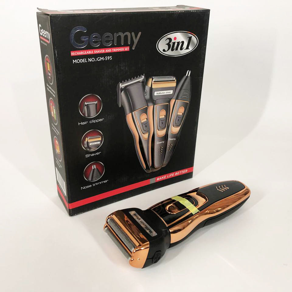 Электробритва сеточная и триммер для бороды GEMEI/Geemy GM-595 с аккумулятором. Цвет: золотой