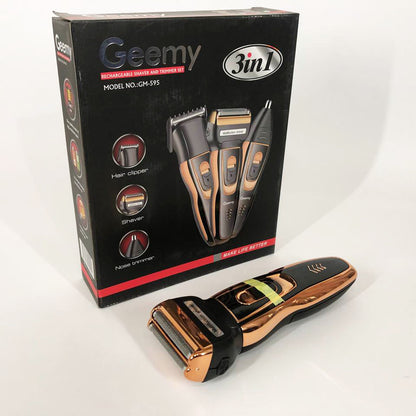 Электробритва сеточная и триммер для бороды GEMEI/Geemy GM-595 с аккумулятором. Цвет: золотой