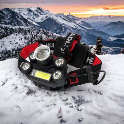 Фонарик налобный Bailong BL-T64-T6+4XPE, светодиодный фонарь на лоб, мощный налобный фонарь для рыбалки