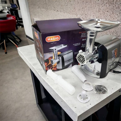 Мясорубка Magio MG-269, 2400 W, мясорубка электрическая металл, мясорубка с металлическим редуктором