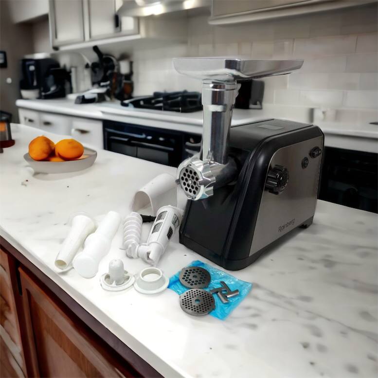 Мясорубка Rainberg RB-672 3000W электрическая с реверсом и соковыжималкой, мясорубка электрическая металл