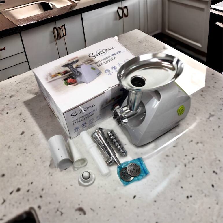 Мясорубка Suntera SMG-5425W, мясорубка-соковыжималка, электрическая мясорубка с насадками для дома