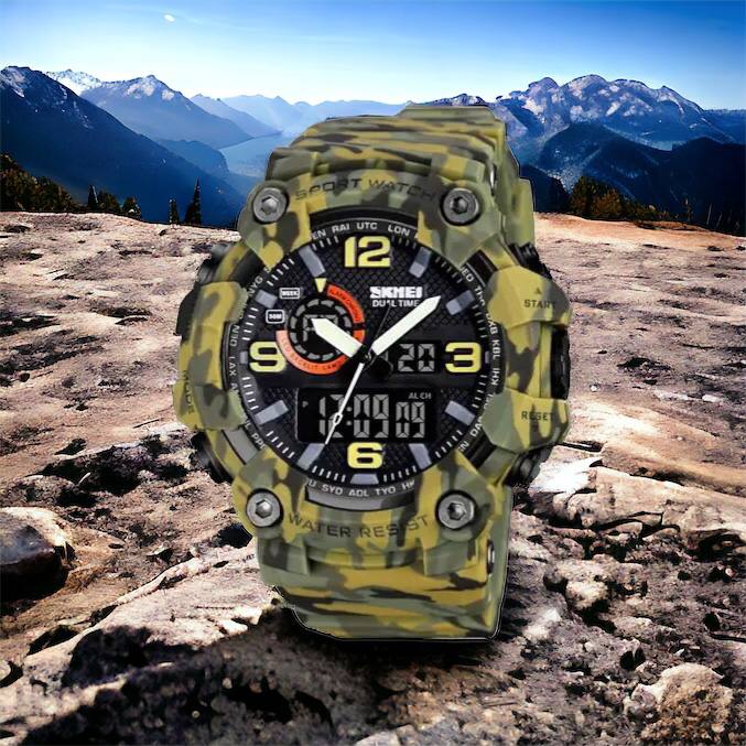 Часы наручные мужские SKMEI 1520CMGN CAMO GREEN, часы военные мужские, для военнослужащих. Цвет: камуфляж