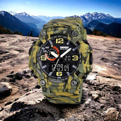 Часы наручные мужские SKMEI 1520CMGN CAMO GREEN, часы военные мужские, для военнослужащих. Цвет: камуфляж