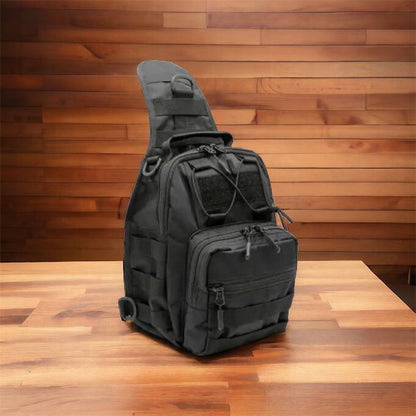 Качественная тактическая сумка, укрепленная мужская сумка рюкзак тактическая слинг. Цвет: черный