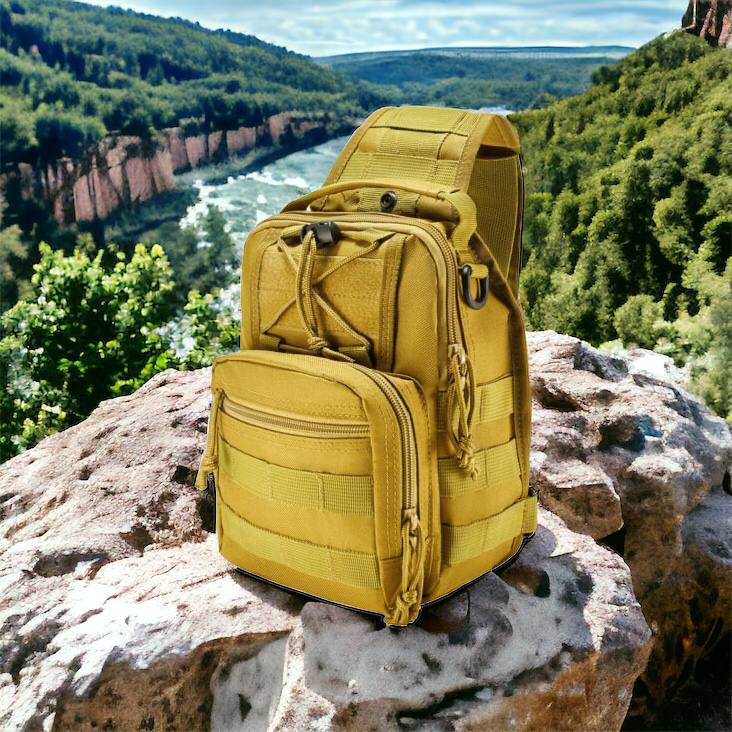 Качественная тактическая сумка, укрепленная мужская сумка рюкзак тактическая слинг. Цвет: койот
