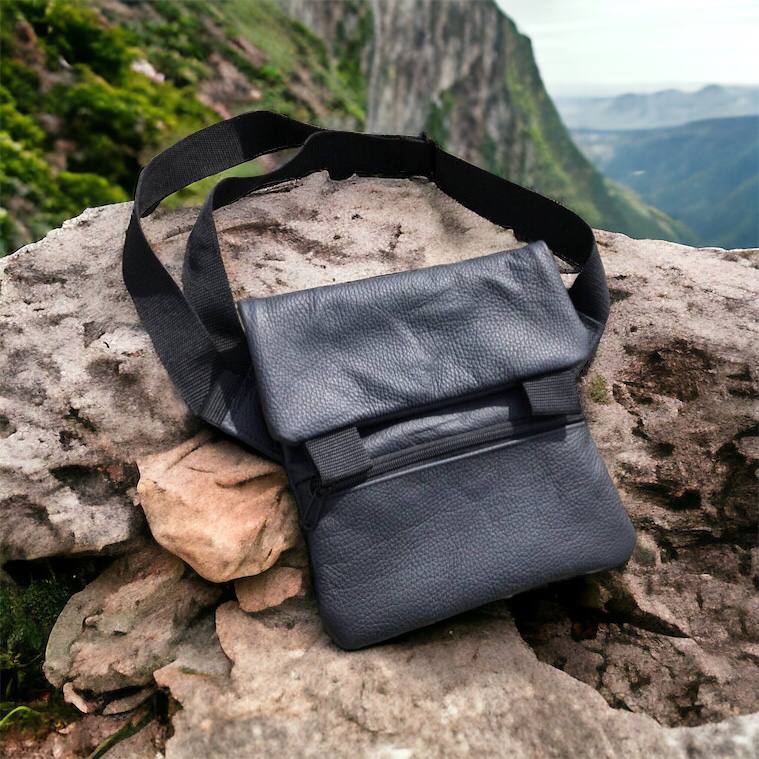 Тактична шкіряна сумка з кобурою, чоловічий месенджер, барсетка - чорний слінг, чоловіча сумка через плече