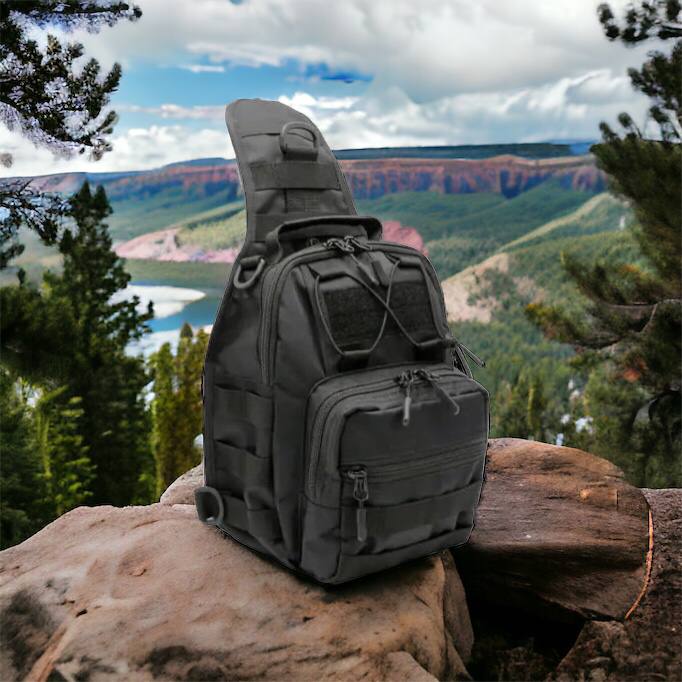 Качественная тактическая сумка, укрепленная мужская сумка рюкзак тактическая слинг. Цвет: черный