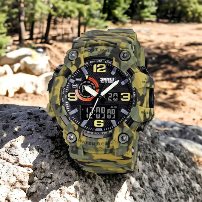 Часы наручные мужские SKMEI 1520CMGN CAMO GREEN, часы военные мужские, для военнослужащих. Цвет: камуфляж