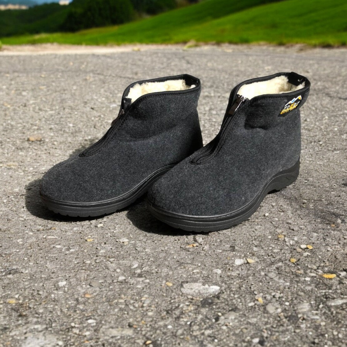 Черевики чоловічі утеплені на застібці 41 розмір, повстяні бурки, домашні чоловічі валянки. Колір: сірий