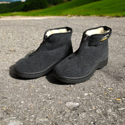 Черевики чоловічі утеплені на застібці 41 розмір, повстяні бурки, домашні чоловічі валянки. Колір: сірий