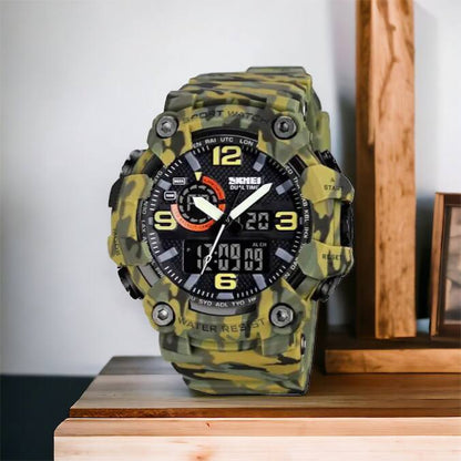 Часы наручные мужские SKMEI 1520CMGN CAMO GREEN, часы военные мужские, для военнослужащих. Цвет: камуфляж