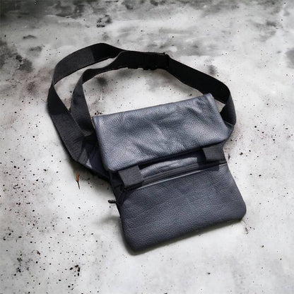 Тактична шкіряна сумка з кобурою, чоловічий месенджер, барсетка - чорний слінг, чоловіча сумка через плече