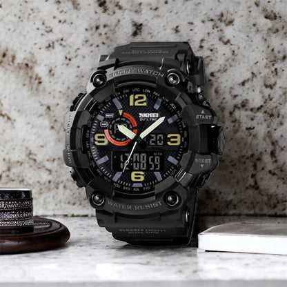 Часы наручные мужские SKMEI 1520BK BLACK, армейские часы противоударные. Цвет: черный