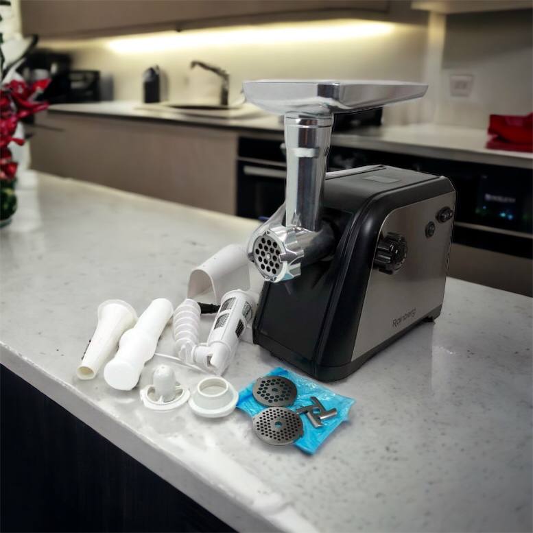 Мясорубка Rainberg RB-672 3000W электрическая с реверсом и соковыжималкой, мясорубка электрическая металл