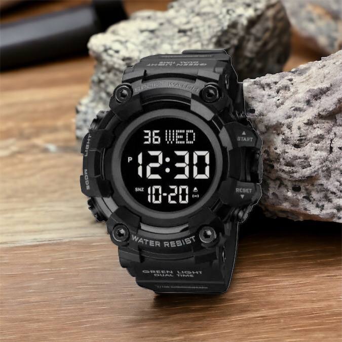 Годинник наручний чоловічий SKMEI 1968BKBK BLACK-BLACK, водостійкий тактичний годинник. Колір: чорний