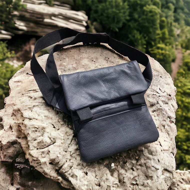 Тактична шкіряна сумка з кобурою, чоловічий месенджер, барсетка - чорний слінг, чоловіча сумка через плече
