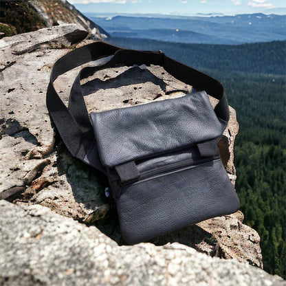 Тактична шкіряна сумка з кобурою, чоловічий месенджер, барсетка - чорний слінг, чоловіча сумка через плече