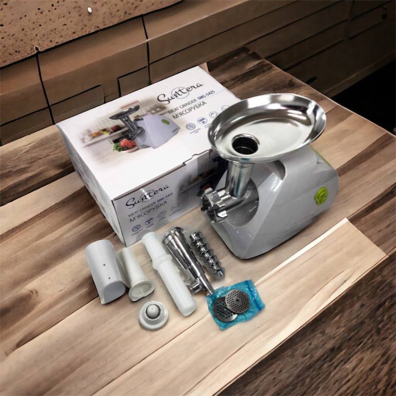 Мясорубка Suntera SMG-5425W, мясорубка-соковыжималка, электрическая мясорубка с насадками для дома