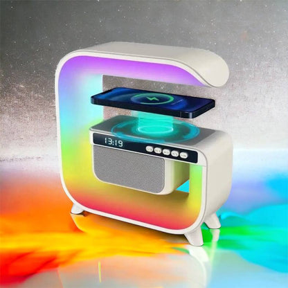 Ночник аккумуляторный RGB G3 с беспроводной зарядкой 15W и Bluetooth колонкой 3W Настольная смарт лампа