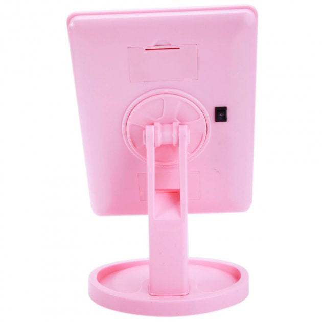 Зеркало для макияжа с 16 LED подсветкой Mirror, косметическое зеркало с подсветкой. Цвет: розовый