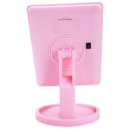 Зеркало для макияжа с 16 LED подсветкой Mirror, косметическое зеркало с подсветкой. Цвет: розовый