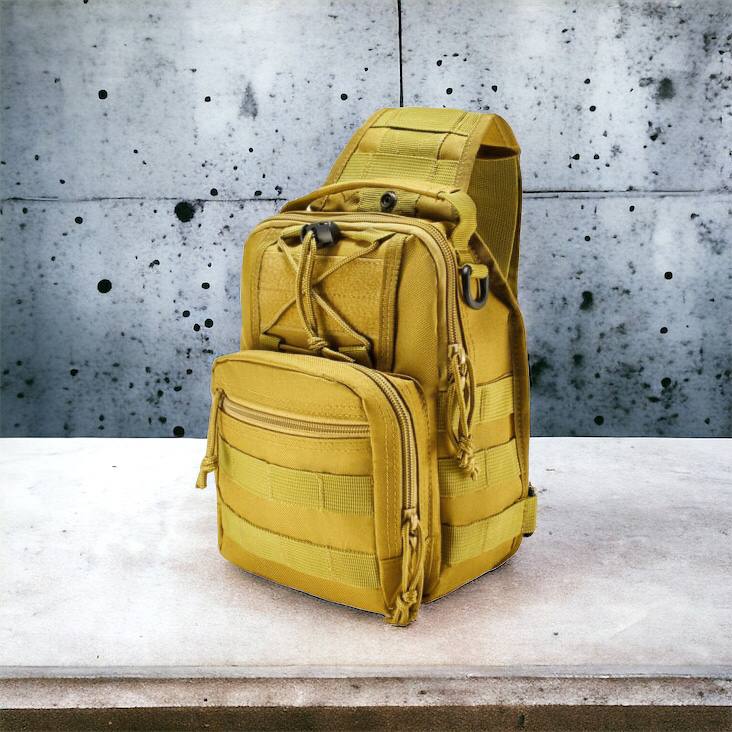 Качественная тактическая сумка, укрепленная мужская сумка рюкзак тактическая слинг. Цвет: койот
