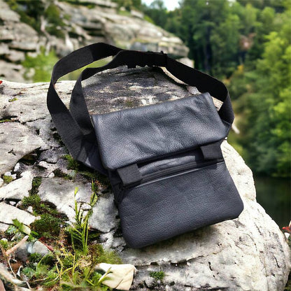 Тактична шкіряна сумка з кобурою, чоловічий месенджер, барсетка - чорний слінг, чоловіча сумка через плече