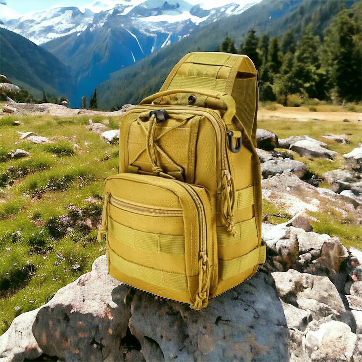 Качественная тактическая сумка, укрепленная мужская сумка рюкзак тактическая слинг. Цвет: койот