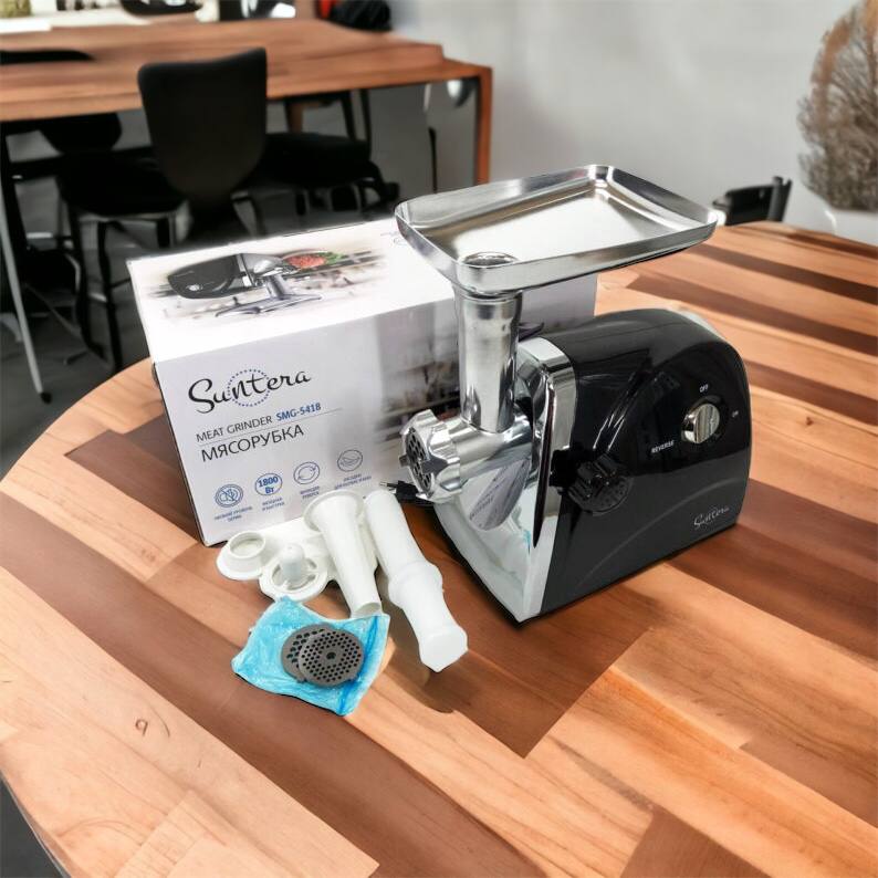 Мясорубка Suntera SMG-5418B 1800 Вт, электромясорубка для шинковки, мясорубка электрическая металл