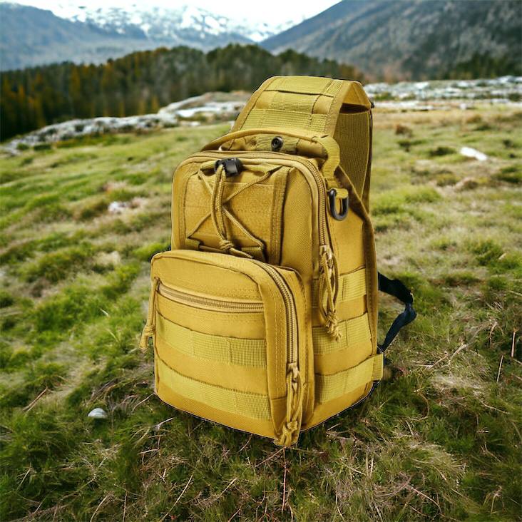 Качественная тактическая сумка, укрепленная мужская сумка рюкзак тактическая слинг. Цвет: койот