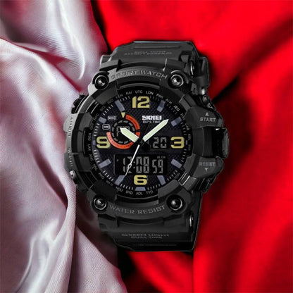 Часы наручные мужские SKMEI 1520BK BLACK, армейские часы противоударные. Цвет: черный