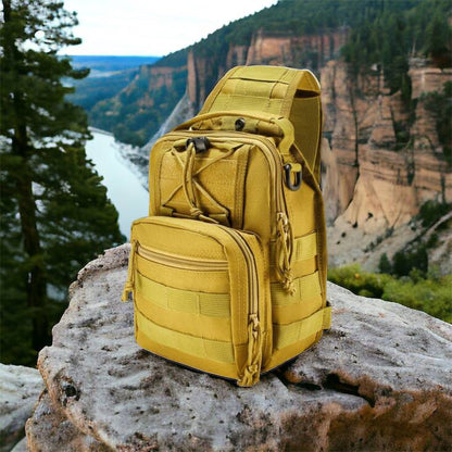 Качественная тактическая сумка, укрепленная мужская сумка рюкзак тактическая слинг. Цвет: койот