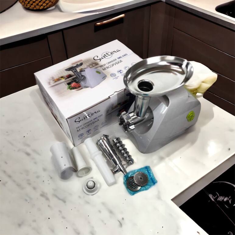 Мясорубка Suntera SMG-5425W, мясорубка-соковыжималка, электрическая мясорубка с насадками для дома