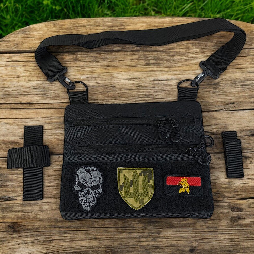 Сумка тактична чорна для прихованого носіння з кобурою, чоловічий месенджер із кордури