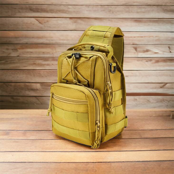 Качественная тактическая сумка, укрепленная мужская сумка рюкзак тактическая слинг. Цвет: койот