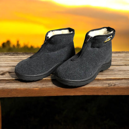 Черевики чоловічі утеплені на застібці 41 розмір, повстяні бурки, домашні чоловічі валянки. Колір: сірий