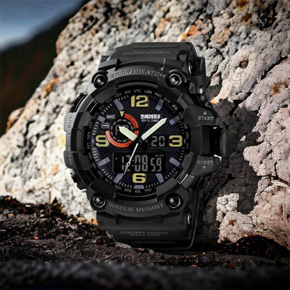 Часы наручные мужские SKMEI 1520BK BLACK, армейские часы противоударные. Цвет: черный