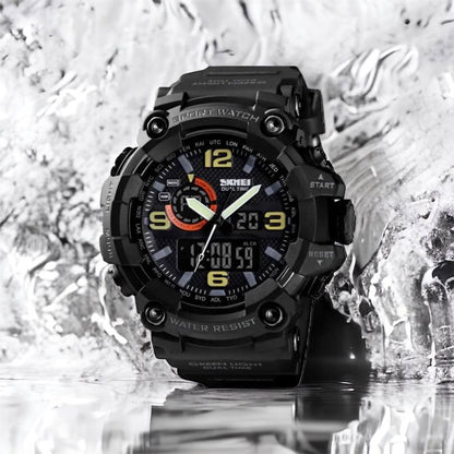 Часы наручные мужские SKMEI 1520BK BLACK, армейские часы противоударные. Цвет: черный