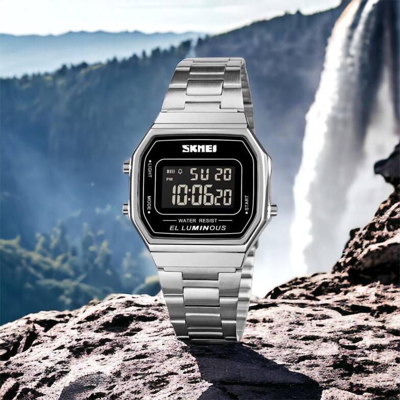 Часы наручные мужские SKMEI 1647SI, армейские часы противоударные, модные мужские часы