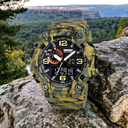 Часы наручные мужские SKMEI 1520CMGN CAMO GREEN, часы военные мужские, для военнослужащих. Цвет: камуфляж