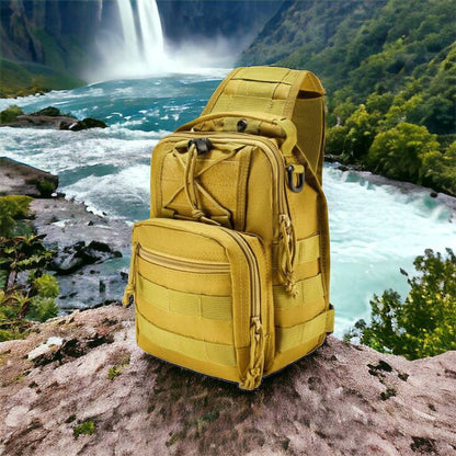 Качественная тактическая сумка, укрепленная мужская сумка рюкзак тактическая слинг. Цвет: койот