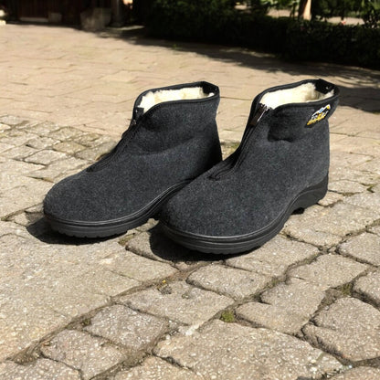 Черевики чоловічі утеплені на застібці 41 розмір, повстяні бурки, домашні чоловічі валянки. Колір: сірий