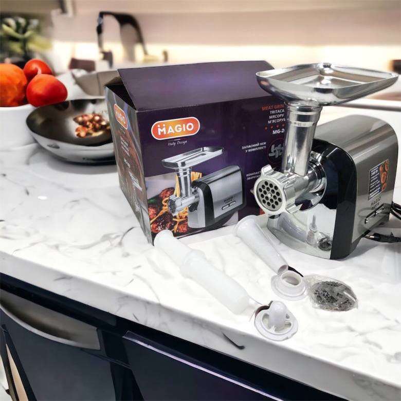Мясорубка Magio MG-269, 2400 W, мясорубка электрическая металл, мясорубка с металлическим редуктором