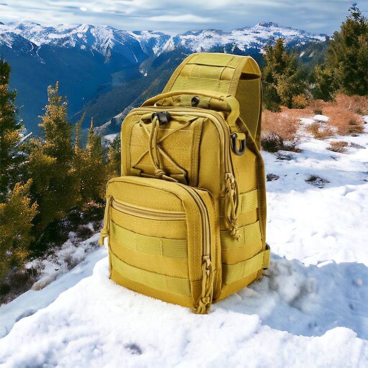 Качественная тактическая сумка, укрепленная мужская сумка рюкзак тактическая слинг. Цвет: койот